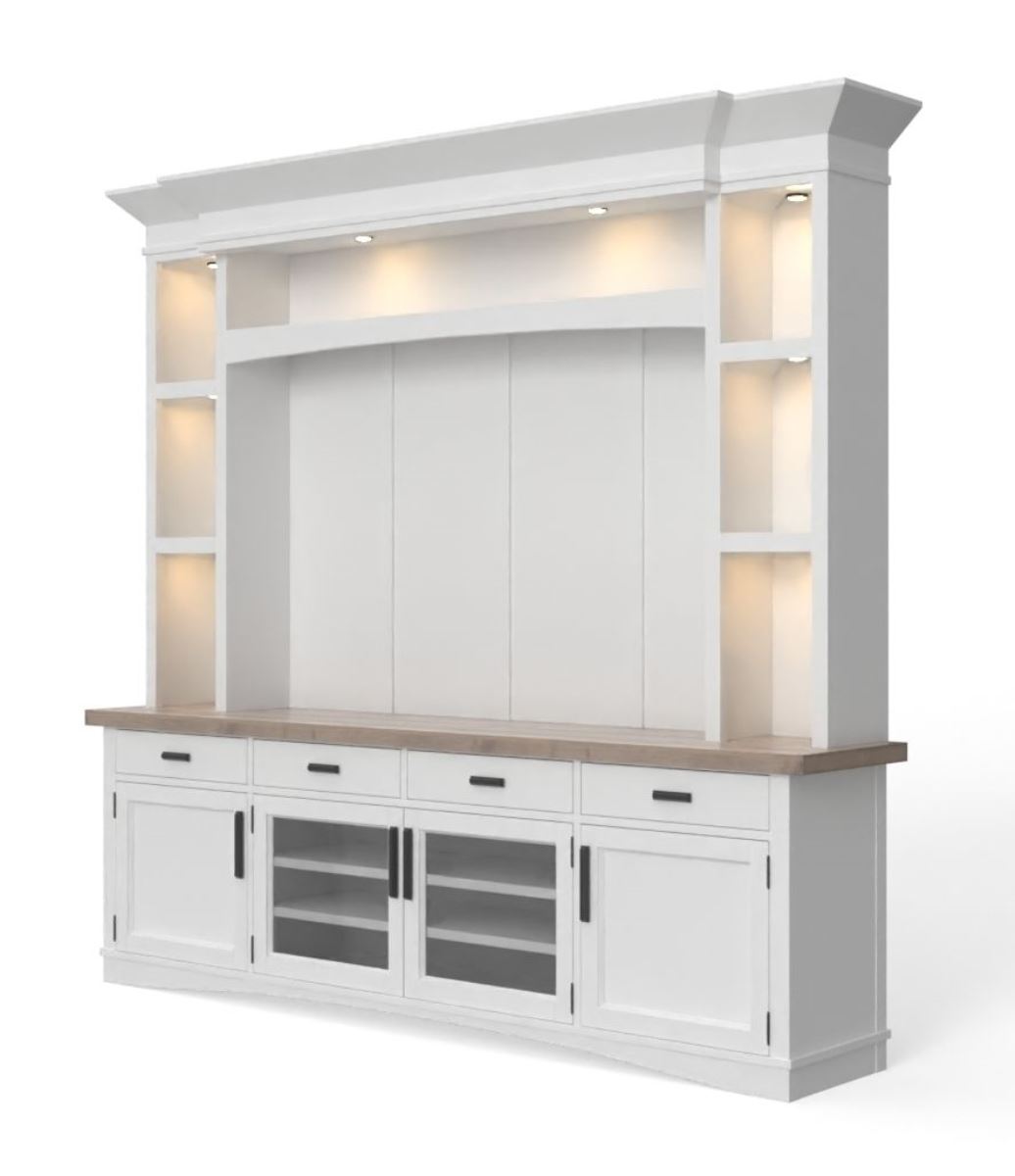 Americana Modern - TV Console with Hutch, Backpanel and LED Lights
