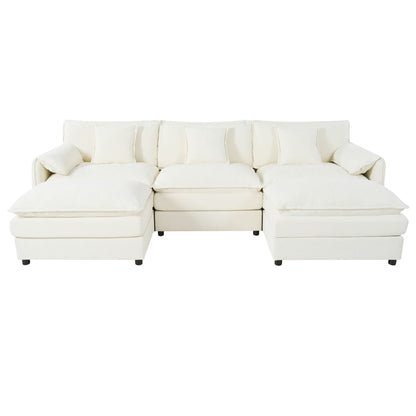 Modern Comfy Deep Seat Modular Sectional Sofa Cloud Couch With Ottoman