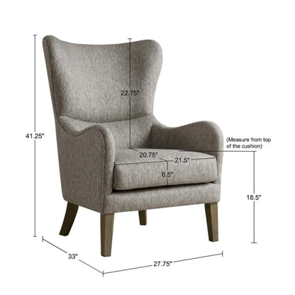 Arianna - Swoop Wing Chair With High Density Foam Support - Gray