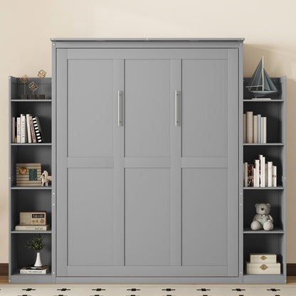 Wall Murphy Bed With Shelves And LED Lights