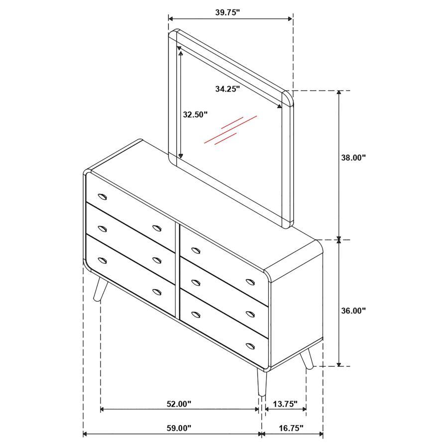 Robyn - 6-Drawer Bedroom Dresser And Mirror