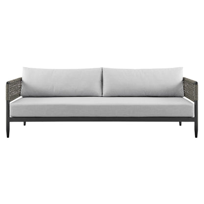 Alegria - Aluminum And Rope Outdoor Sofa - Black / Gray