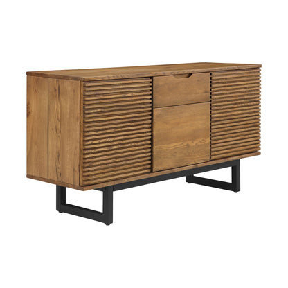 Aldo - Sideboard Buffet Cabinet With Metal Legs - Brown Oak / Black