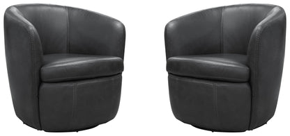 Barolo - 100% Italian Leather Swivel Club Chair (Set of 2)