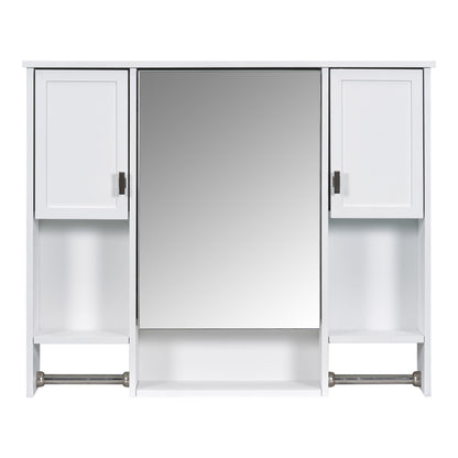Wall Mounted Bathroom Storage Cabinet With Mirror, Medicine Cabinet With Towel Bar