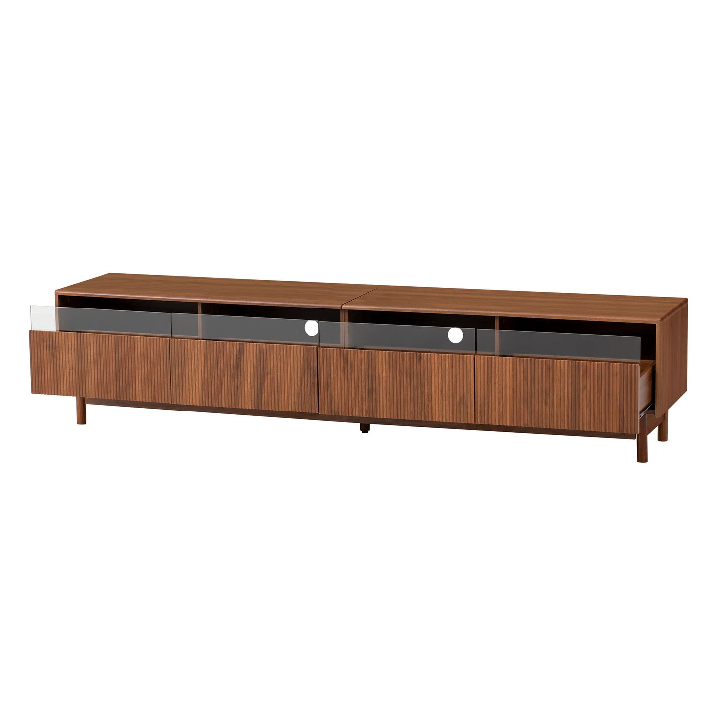 TV Stand, Entertainment Center With Fluted Drawers For Living Room - Walnut