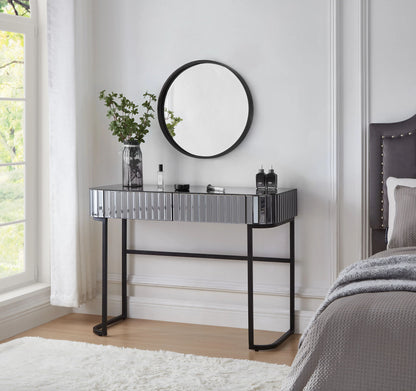 Mirrored Makeup Vanity Table With Stainless Steel Base And 2 Drawers