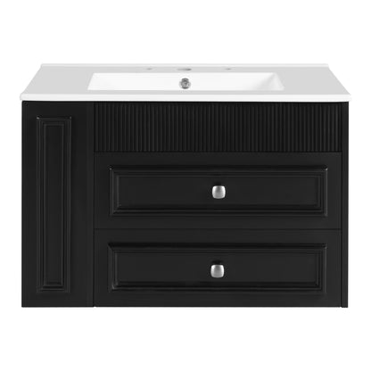 Wall Mounted Bathroom Vanity With 2 Drawers, Sink, Floating Storage Unit