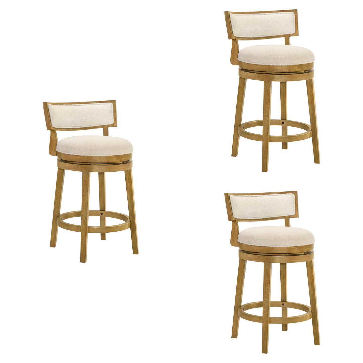 Noely - Modern Farmhouse Swivel Wood Counter Height Kitchen Bar Stool