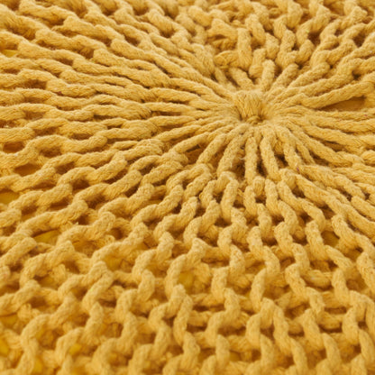 Bordeaux - Knitted Cotton Round Pouf, Versatile Ottoman And Floor Cushion