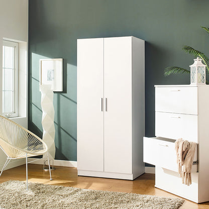Viviane - Contemporary Wood Closet With Hanging Bars And 5 Shelves - White