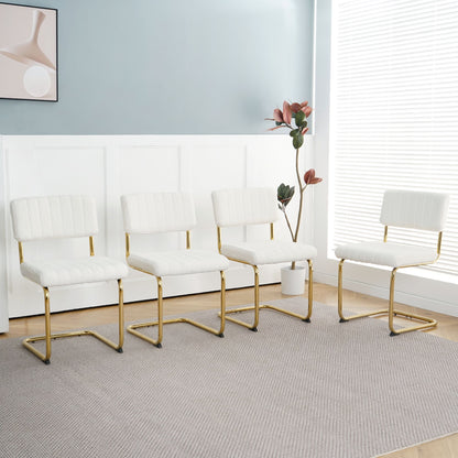 Modern Light Luxury Dining Chair With Metal Legs And Bow Design