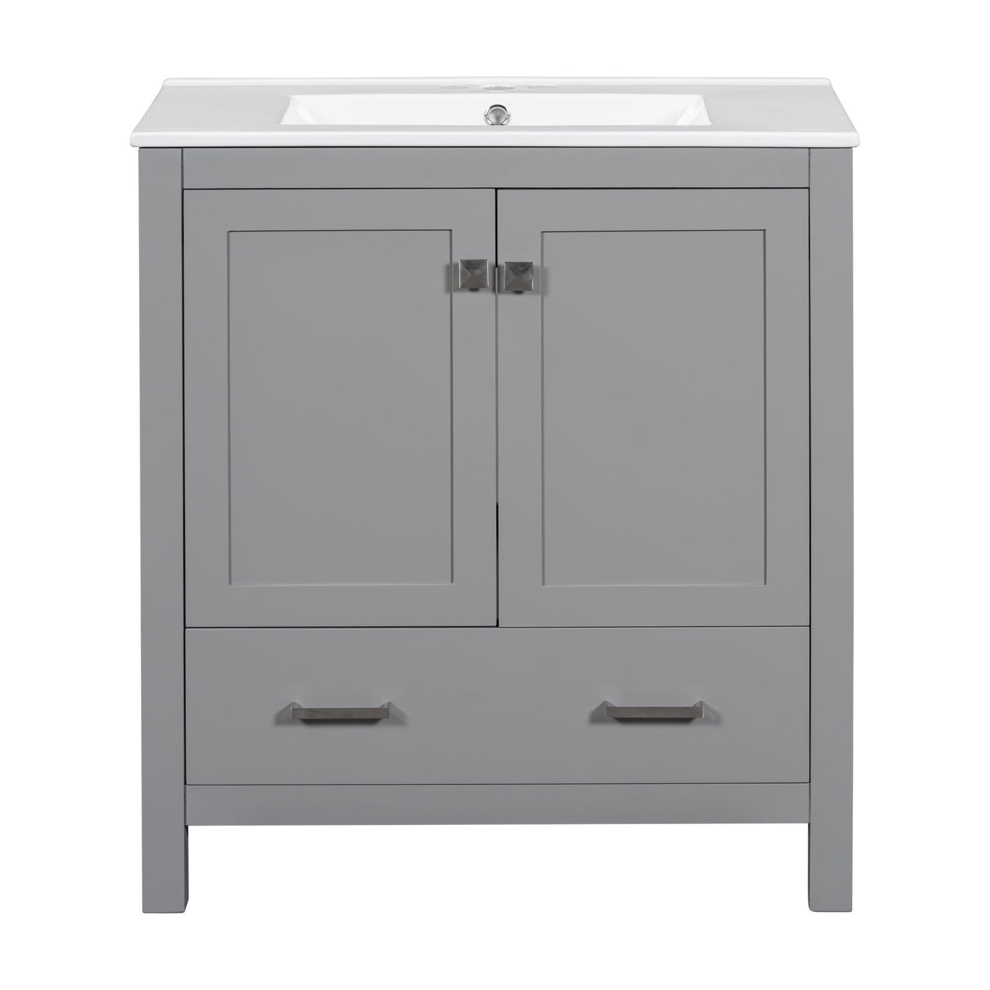 Bathroom Vanity With Single Sink, Combo Cabinet Undermount Sink, Bathroom Storage Cabinet With Two Doors And A Drawer, Soft Closing, Multifunctional Storage, Solid Wood Frame