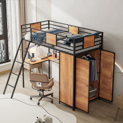 Loft Bed With L Shape Desk And Wardrobe