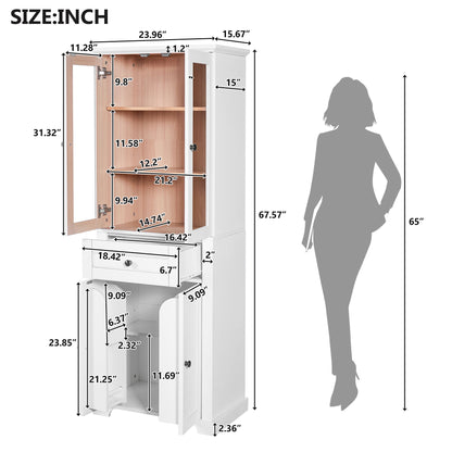 Bathroom Storage Cabinet, Adjustable Shelves & Drawer, Freestanding Tower