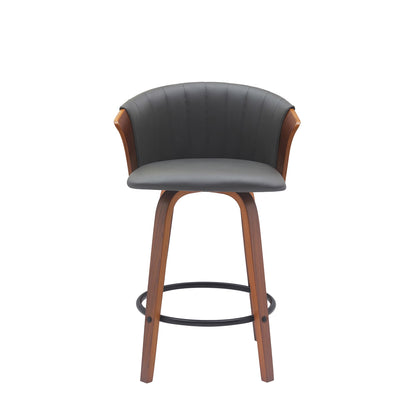 Diana - Swivel Walnut Wood Faux Leather Counter Stool