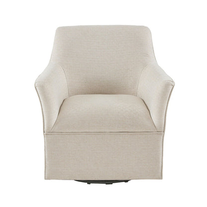 Swivel Glider Chair With 360 Degree Rotation Upholstery Solid Wood Frame - Cream