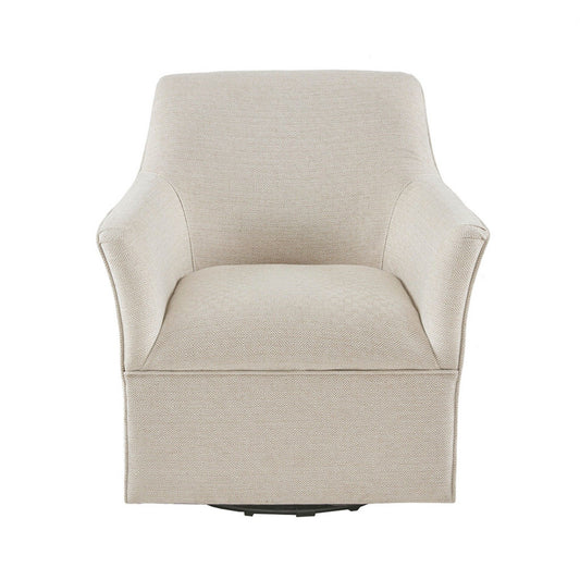 Swivel Glider Chair With 360 Degree Rotation Upholstery Solid Wood Frame - Cream