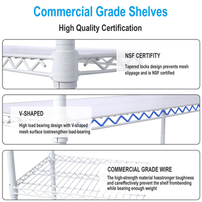 6 Tier 6000Lbs Capacity Nsf Metal Shelf Wire Shelving Unit, Heavy Duty Adjustable Storage Rack With Wheels & Shelf Liners For Commercial Grade Utility Steel Storage Rack