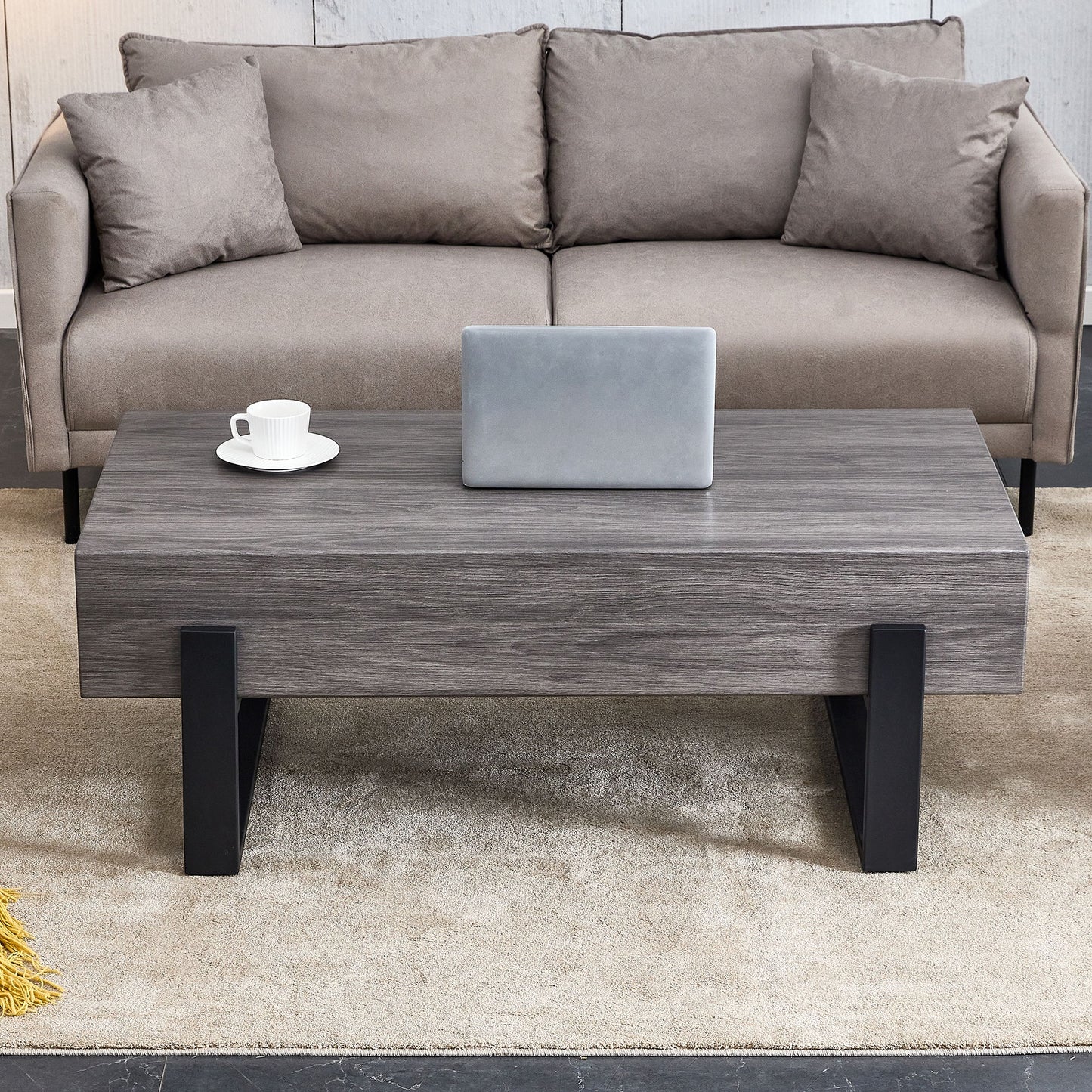 Rustic Coffee Table With Metal Legs