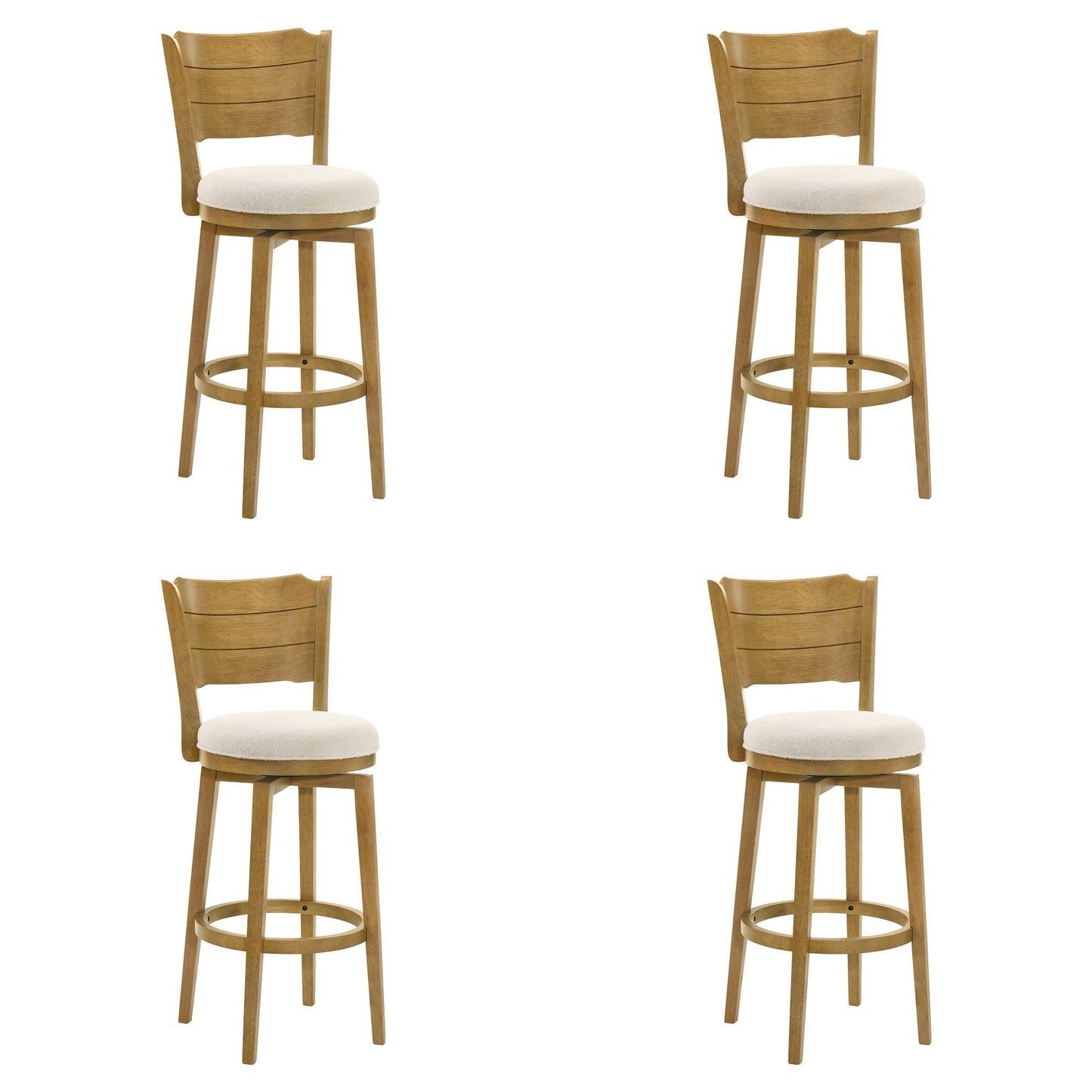 Winsley - Coastal Modern Swivel Wood Bar Height Kitchen Bar Stool