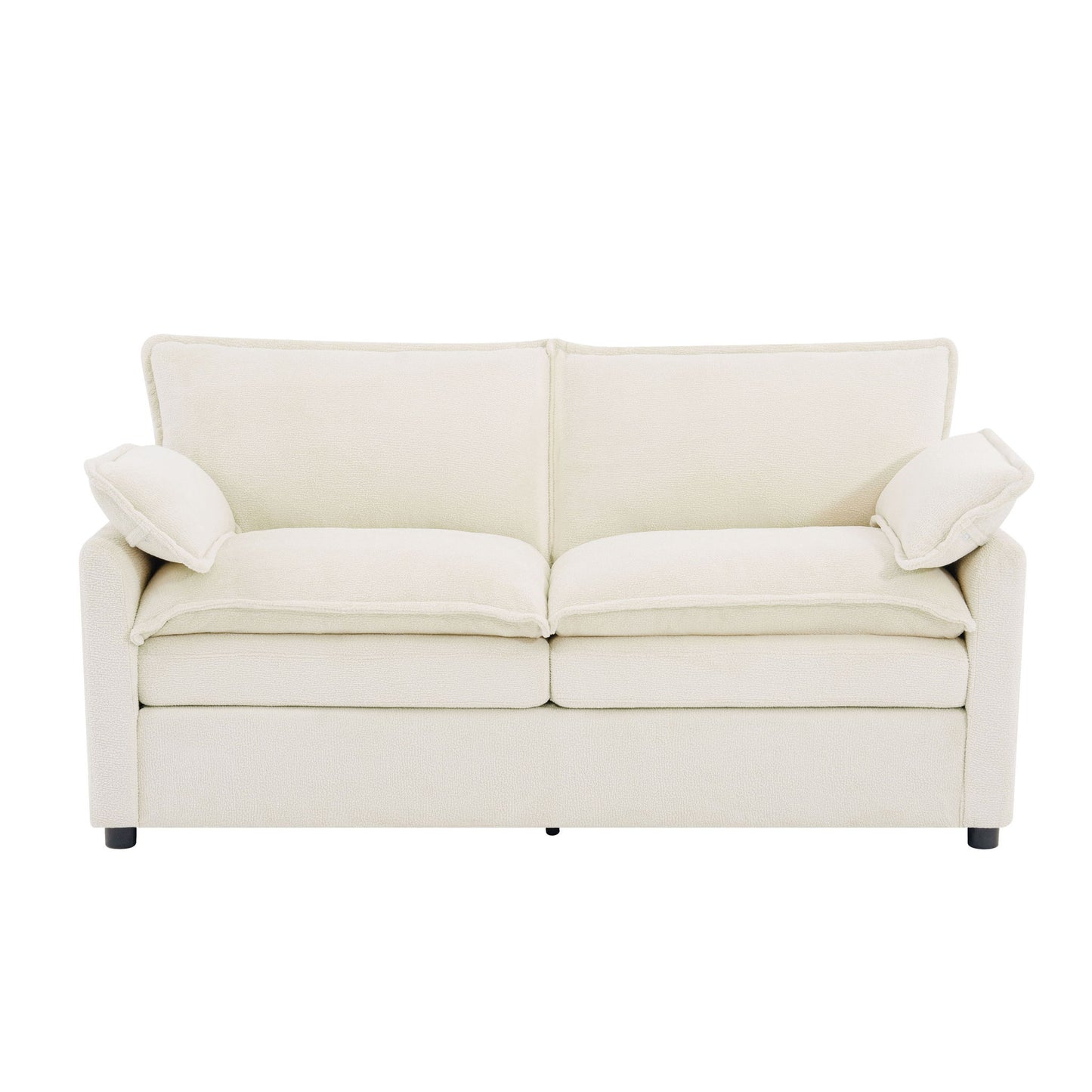 Modern Loveseat Sofa, Upholstered Couch With Side Storage Pockets