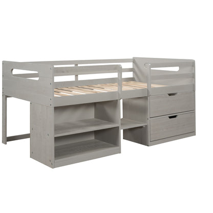 Loft Bed With Two Shelves And Two Drawers