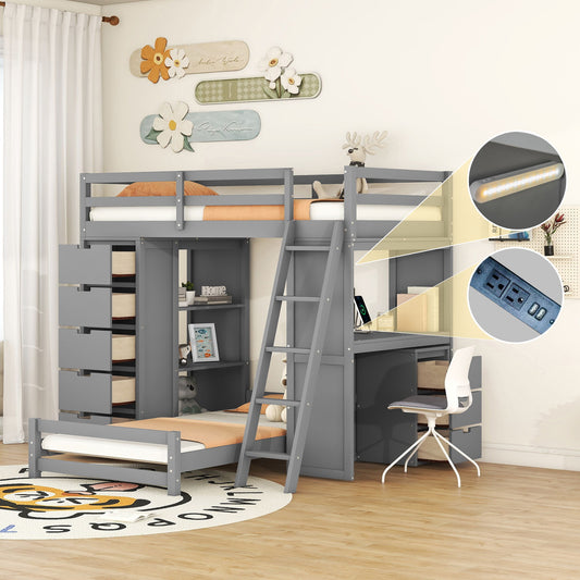 Bunk Bed With LED Light And USB Ports