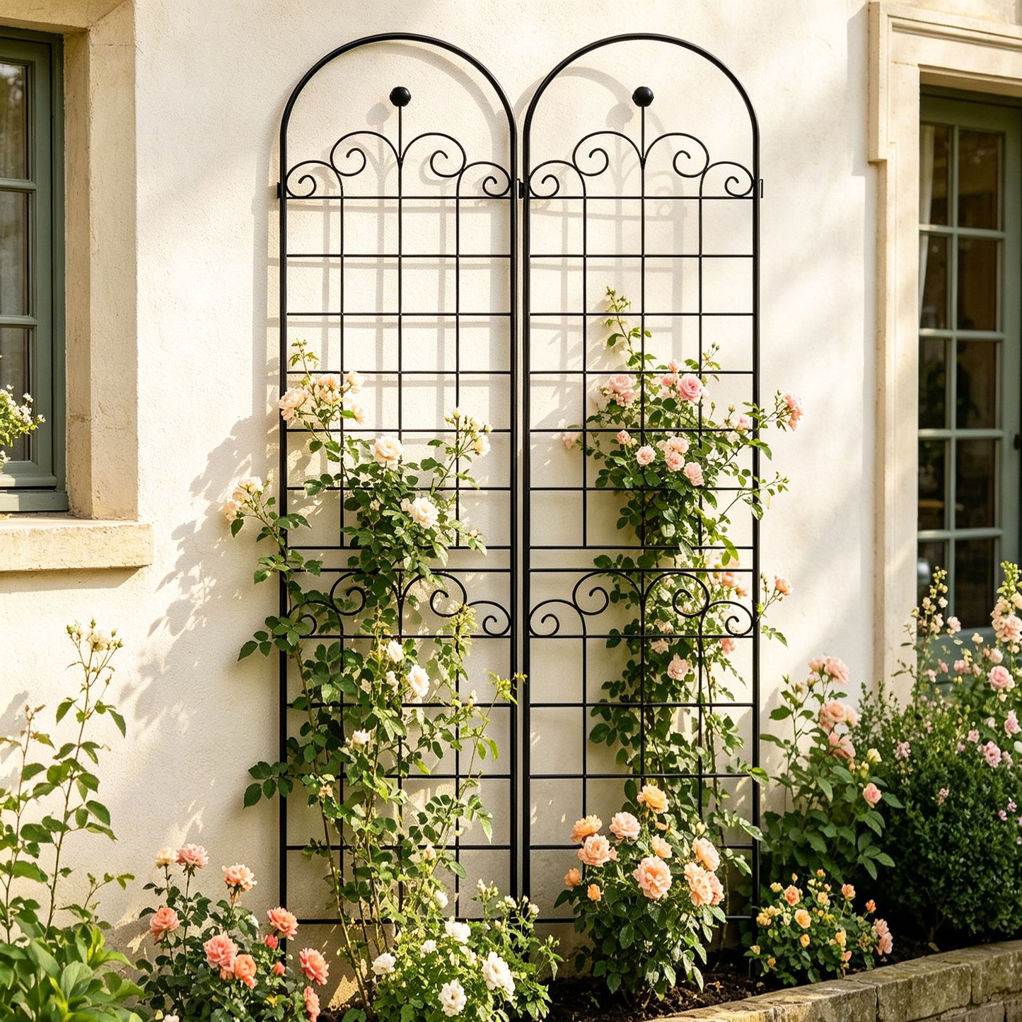 Metal Garden Trellis For Climbing Plants Outdoor Rustproof Plant Support Rose Trellis Netting Trellis