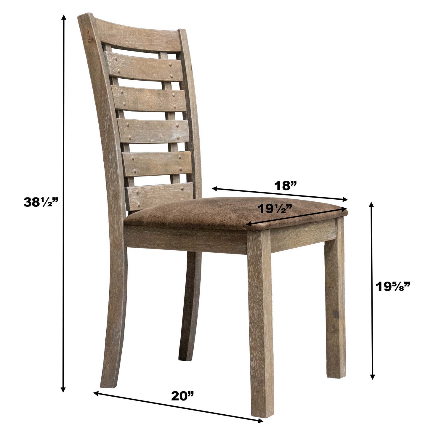 Dining Chairs Modern Farmhouse Rustic Look Distressed Design Ladderback Solid Wood (Set of 2) - Grayish Brown