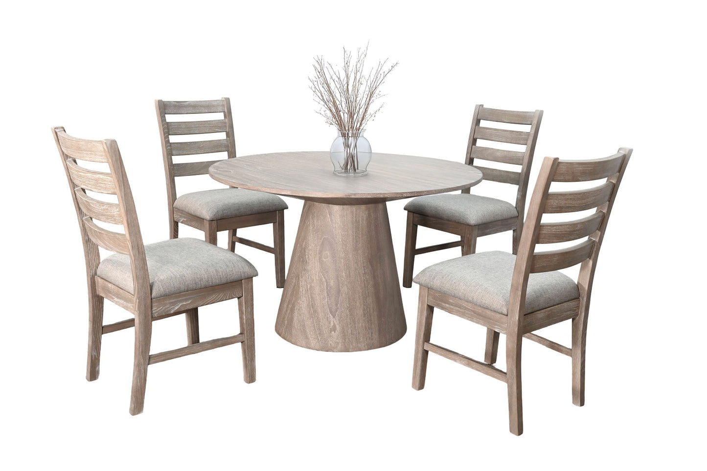 Round 5 Piece Full Back Chair Dining Set - Wheat