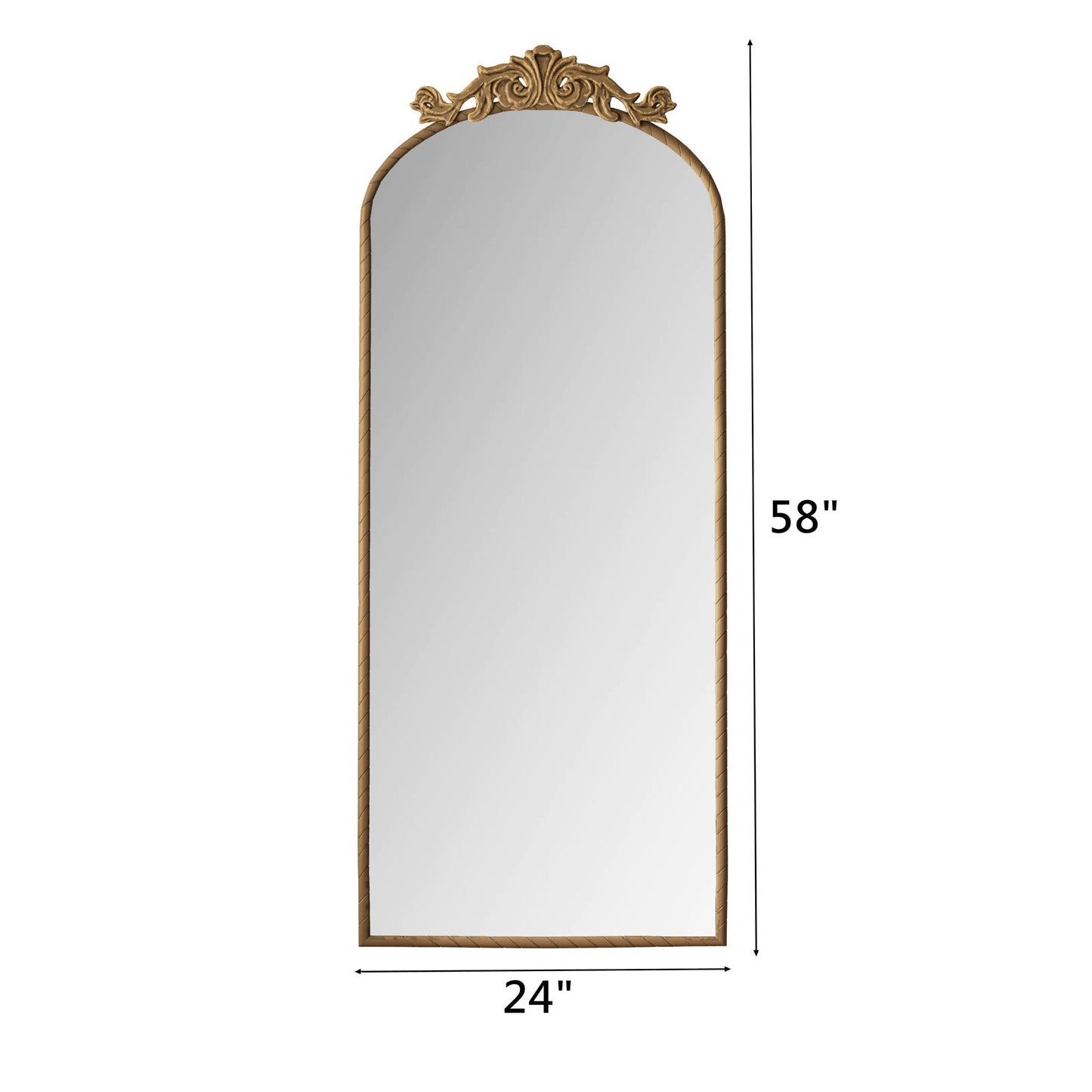 Vintage Arched Full Body Mirror, Wall Mounted For Living Room
