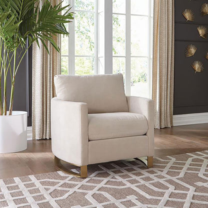 Rufo - Upholstered Curved Track Arm Chair - Beige
