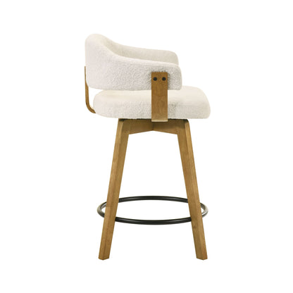 Callah - Contemporary Natural Wood Counter Height Kitchen Bar Stool