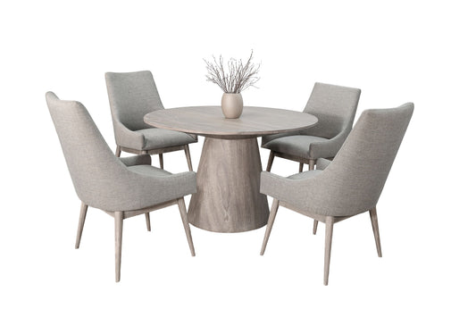 Round 5 Piece Upholstered Chair Dining Set - Wheat