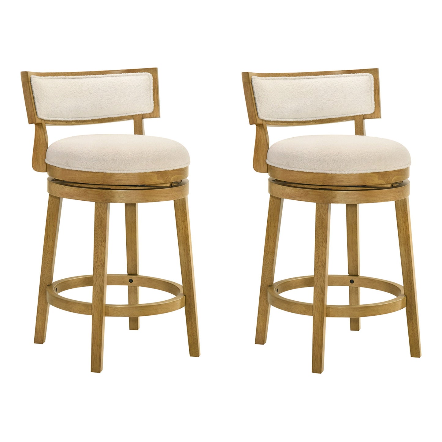 Noely - Modern Farmhouse Swivel Wood Counter Height Kitchen Bar Stool