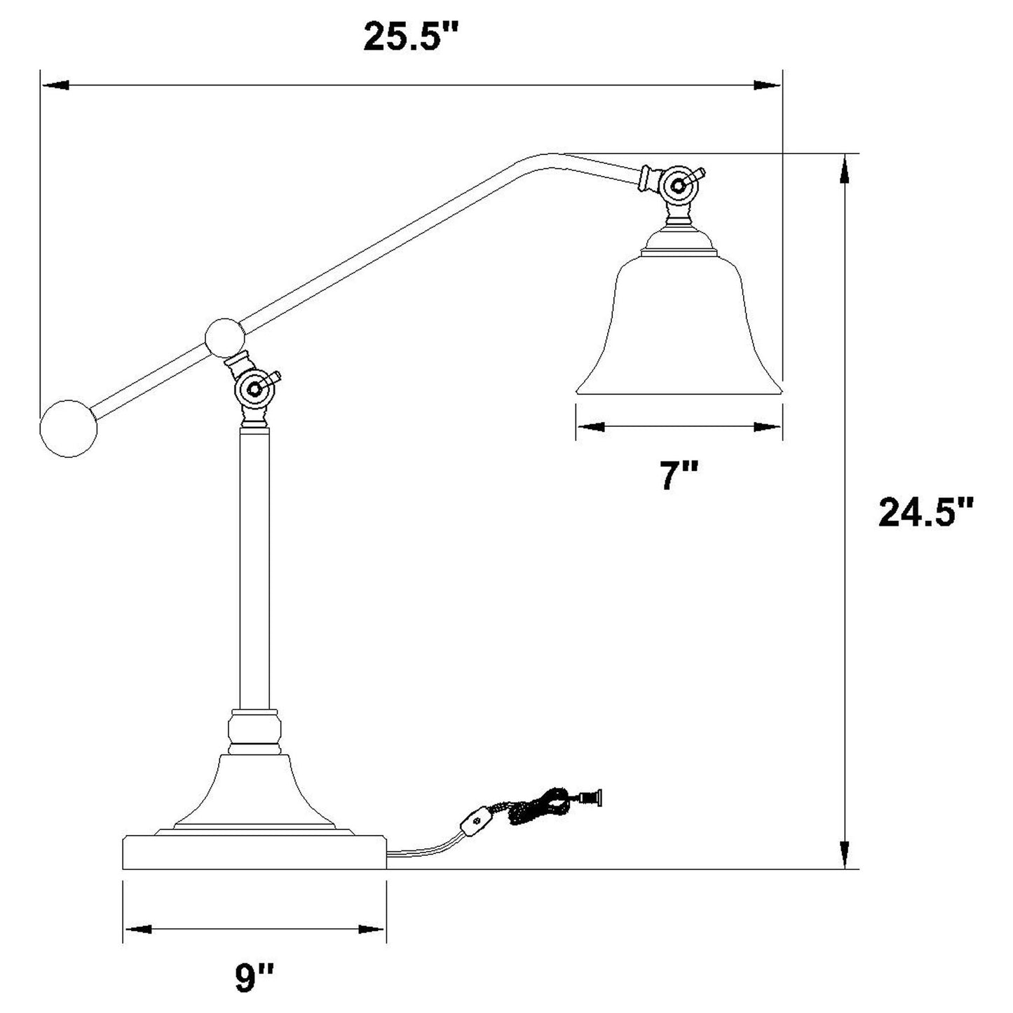 Edmond - Bell Down Table Lamp With Shade - Brown