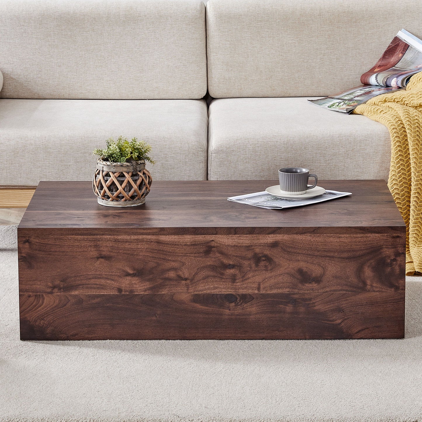 Modern Coffee Table With Light Wood Texture Pattern
