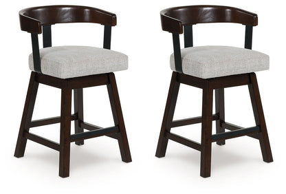 Haddigan - Dark Brown - Upholstered Swivel Barstool (Set of 2)