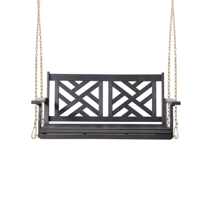Alejandro - Acacia Wood Porch Swing With Slat Panel Seating