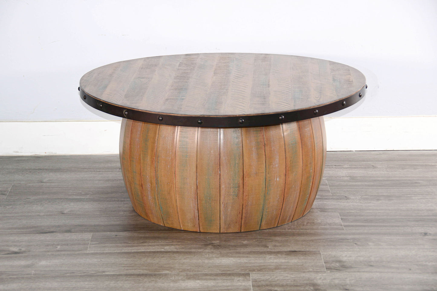 Planked Wood Round Table