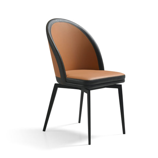 Abel - Swivel Curved Back Dining Chair (Set of 2) - Auburn Brown