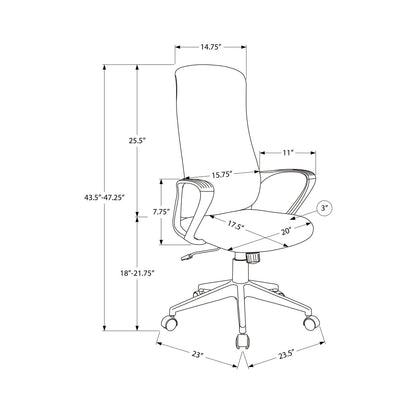 Office Chair With Adjustable Height, Armrests, Swivel - Black