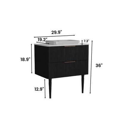 Elena - Modern Bathroom Vanity With Sink With Ample Storage, 2 Soft Close Drawers