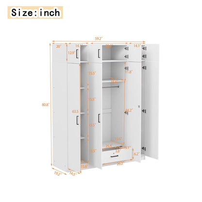 Contemporary 4 Door Wardrobe With 1 Drawer And Top Cabinet