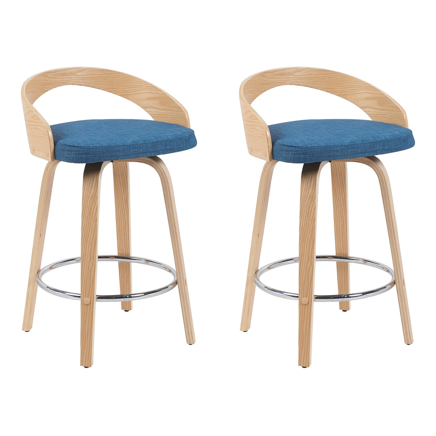 Sonia - Modern Swivel Counter Height Bar Stool - Patterned Oak Wood Finish