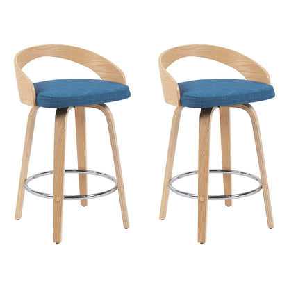 Sonia - Modern Swivel Counter Height Bar Stool - Patterned Oak Wood Finish