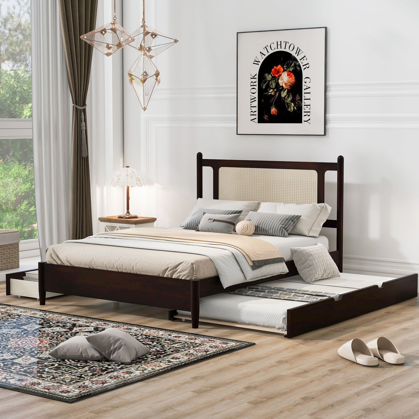 Platform Bed With 2 Big Drawers & Trundle