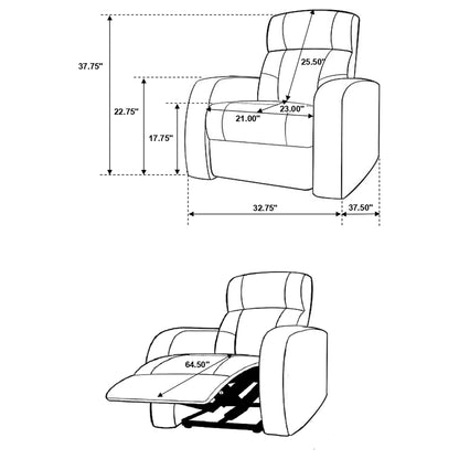9 Piece Home Theater Seating Set With Recliners And Wedge Consoles - Black