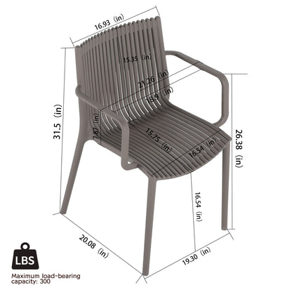 4 Modern Stackable Plastic Armchair Matched With Folding Square Table